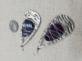 Amethyst Earrings Wire Wrapped Women Antique Silver Jewelry Dangle Unique