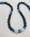 Men Necklace Black Blue Beaded Jewelry Handmade Gift Ideas Ethnic