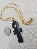 Ankh Necklace Black Egyptian Jewelry Gold Tone Chain