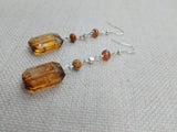 Glass Beaded Earrings Brown Jewelry Silver Women Dangle Handmade
