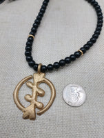 African Adinkra Gye Nyame Necklace Black Brass Jewelry Unisex