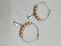 Silver Hoop Earrings Cowrie Shell Gold Women Dangle Jewelry