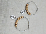 Silver Hoop Earrings Cowrie Shell Gold Women Dangle Jewelry