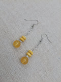 Silver Yellow Earrings Women Beaded Dangle Jewelry