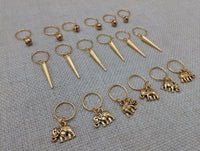 Hair Jewelry Accessories Locs Twist Braids Set of 18 Dreads Gold Accents Dangle Elephants Bells