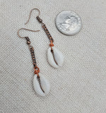 Cowrie Earrings Copper Jewelry Women Long Dangle Ethnic