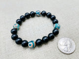 Unisex Bracelets Agate Stone Green Black Beaded Jewelry Ethnic Handmade Gift Ideas Size 7