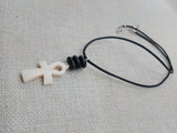 Small Ankh Pendant Necklace Black Cord Beaded Unisex Egyptian Jewelry Minimalist