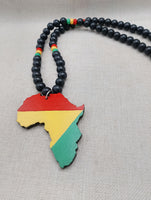 Africa Necklace Beaded Men Jewelry Ghana Rasta Red Yellow Green