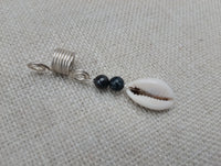 Dreadlocks Hair Accessories Jewelry Cowrie Stone Beaded Silver Twist Braids Locs Set of 4