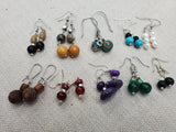 Small Women Beaded Earrings Set of 10 Jewelry Handmade Ethnic Silver Purple Green Red