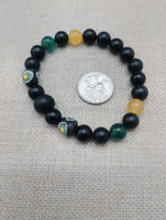 Men Bracelets Beaded Black Yellow Green Jamaican inspired