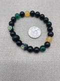 Men Bracelets Beaded Black Yellow Green Jamaican inspired