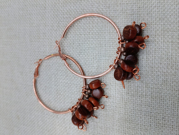 Copper Earrings Hoop Jewelry Beaded Dangle Women Stainless Steel