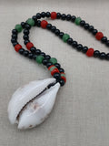 Large Cowrie Shell Men Necklace Jewelry Beaded Red Black Green Handmade African