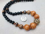 Men's Necklace Beaded Jewelry Black Brown Ethnic Statement Handmade