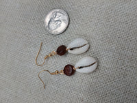 Cowrie Set Jewelry Beaded Wood black Cord Earrings Necklace Women Gift Idea Handmade