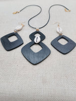 Women's Jewelry Set Black Ethnic Boho Fashion Style Statement Necklace Earrings Cowrie