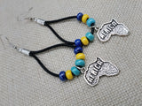 Silver Africa Earrings Dangle Blue Yellow Teal Jewelry Women