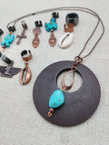 Turquoise Copper Jewelry Necklace Set of 10 Hair Accessories Dreadlocks Twist Braids Women