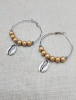 Silver Hoop Earrings Cowrie Shell Gold Women Dangle Jewelry