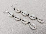 African Jewelry Cowrie Shell Earrings Women Dangle Long Black Beads Boho