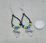 Silver Africa Earrings Dangle Blue Yellow Teal Jewelry Women