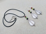 Women Jewelry Set Pan African Earrings Necklace Bracelet Silver Red Black Green Ethnic