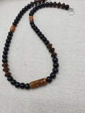 Black Brown Beaded Necklace for Him Agate Men Jewelry Gift for Him