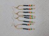 Women Gold Rasta Earrings Jewelry Beaded Black Dangle Handmade