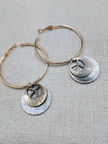 Peace Earrings Women Hoop Jewelry Gold Tone Stainless Steel Dangle Gift Ideas