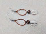 Cowrie Earrings Women Dangle Jewelry Brown Beaded Ethnic Handmade