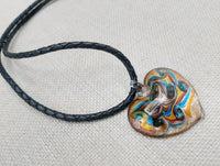 Heart Necklace Love Women Jewelry Murano Blue Gold Black Leather Cord Gift Ideas