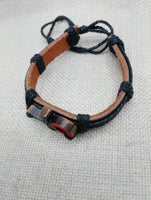 Ankh Bracelet Pan African Jewelry Leather Adjustable Black Red Green