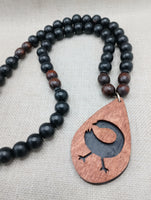 Wooden Sankofa Necklace African Adinkra Black Brown Beaded Men Women Gift Idea