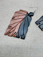 Wood Leaf Earrings Mahogany Carved Dangle Nature Women Gift Idea Unique