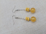 Silver Yellow Earrings Women Beaded Dangle Jewelry