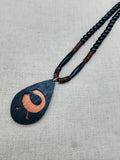 African Sankofa Bird Adinkra Wooden Black Pendant Necklace Jewelry Beaded Handmade