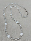 Mother of Pearl Necklace  Women Jewelry Set Lucite Beads Long Silver White Wedding Gift Idea