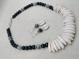 Women Cowrie Shell African Turquoise Beaded Necklace Jewelry Set Necklace Earrings Handmade Gift