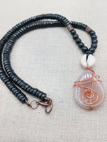 Copper Necklace Beaded Jewelry Handmade Stone Pendant