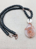 Copper Necklace Beaded Jewelry Handmade Stone Pendant