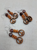 Peace Earrings Wooden Beaded Jewelry Women