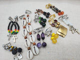 Women Non Pierced Earrings Jewelry Handmade Clip On Silver Gold Beaded Yellow Purple Rasta Set of 10