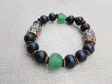 Men Bracelets Black Green Red Beaded Jewelry Ethnic Fashion Statement Size 8