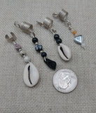 Dreadlocks Hair Accessories Jewelry Cowrie Stone Beaded Silver Twist Braids Locs Set of 4