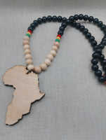 Large Africa Pendant Wooden Necklace Men Jewelry Black Rasta