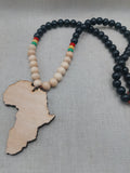 Large Africa Pendant Wooden Necklace Men Jewelry Black Rasta