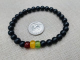 Ghana Bracelets Red Black Green African Jewelry Stretch Handmade Size 8