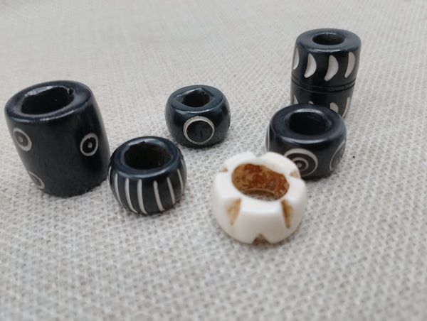 Locs Hair Jewelry Set of 6 Accessories Large Dread Beads Men Women Black Owned Business Brown Cream Twist Braids